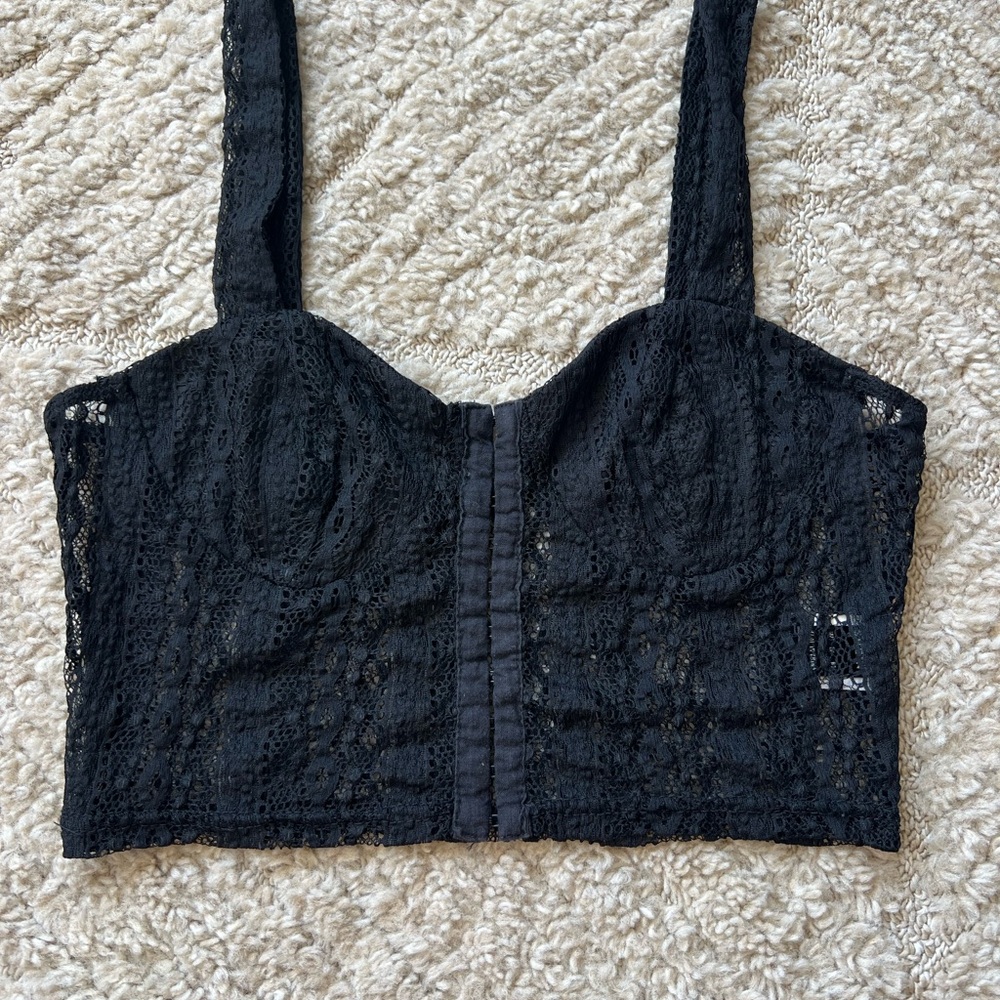 SHEIN Black Lace Crop Top